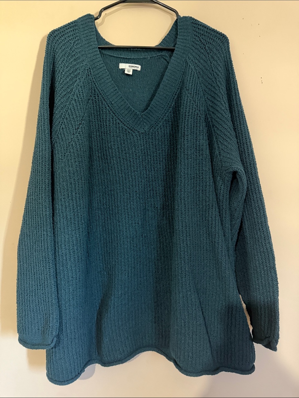 Sonoma Teal V-Neck Knit Sweater